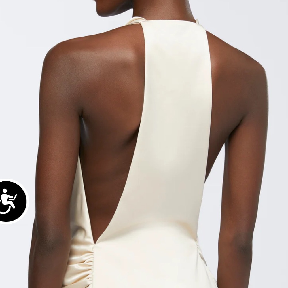 Ivory Satin Mini Dress - Picture 4 of 5